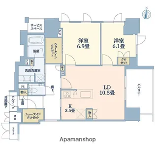 ジオタワー堺筋本町【23階】の間取り