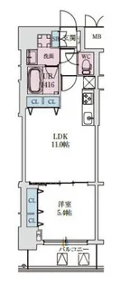 スプランディッド上本町WESTⅡ【11階】の間取り