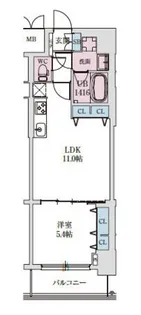 スプランディッド上本町WESTⅡ【14階】の間取り