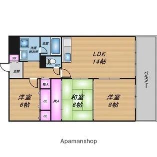 シャトー南船場【4階】の間取り