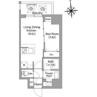 コンフォリア・リヴ桜川ソルテラス【0401号室】の間取り