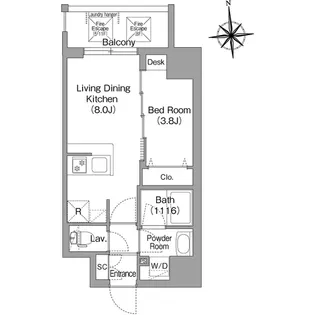 コンフォリア・リヴ桜川ソルテラス【0801号室】の間取り