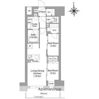 コンフォリア・リヴ博労町一丁目Q【12階】の間取り