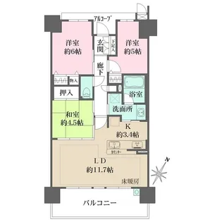 ブライトアクシス弁天町【1406号室】の間取り