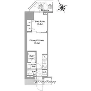 コンフォリア・リヴ天王寺寺田町ソルテラス【7階】の間取り