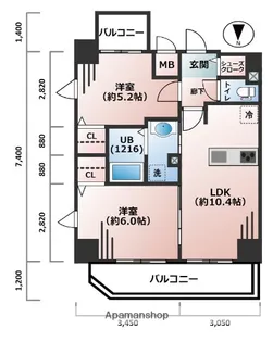 スワンズ心斎橋イースト【12階】の間取り