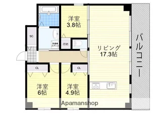 PARKHILLS安堂寺町【10階】の間取り