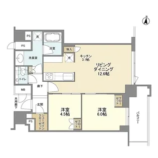 ブランズタワー梅田North【46階】の間取り