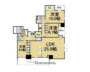 ザ・パークハウス大阪梅田タワー【32階】の間取り