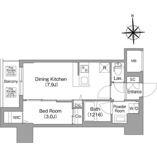 コンフォリア・リヴ北浜高麗橋【0902号室】の間取り