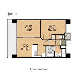 アルグラッド鷺洲【14階】の間取り