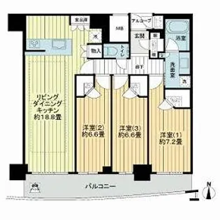 大阪ひびきの街 ザ・サンクタスタワー【49階】の間取り