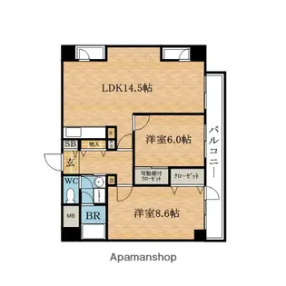 阪神ハイグレードマンション5番館【7階】の間取り