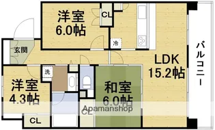 ルネパークオアシス【6階】の間取り
