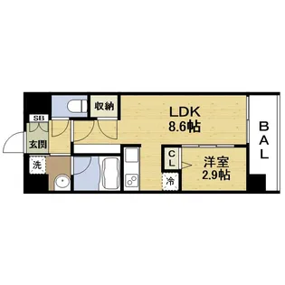 コンフォリア・リヴ京橋【3階】の間取り