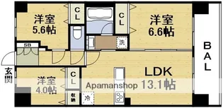 スプランディッド梅田グランノース【9階】の間取り