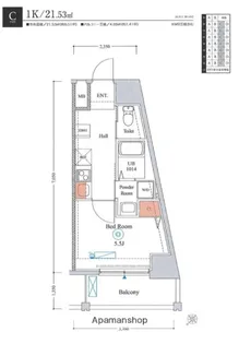 エストゥルースプラス大阪福島【3階】の間取り