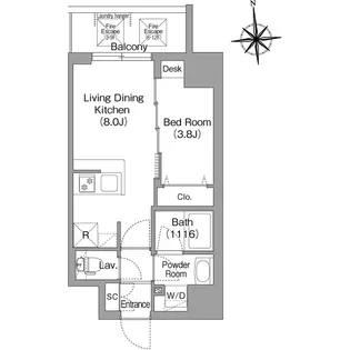 コンフォリア・リヴ桜川ソルテラス【0301号室】の間取り