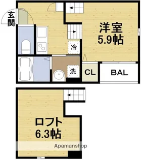 スカイフラット姫島【1階】の間取り