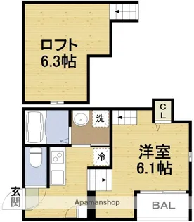 スカイフラット姫島【1階】の間取り