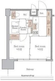 ジオエント梅田北リバーフロント【4階】の間取り