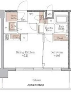 ジオエント梅田北リバーフロント【10階】の間取り