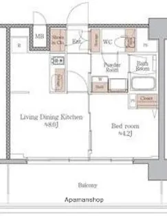 ジオエント梅田北リバーフロント【10階】の間取り