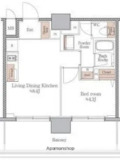 ジオエント梅田北リバーフロント【10階】の間取り