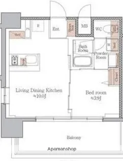 ジオエント梅田北リバーフロント【10階】の間取り