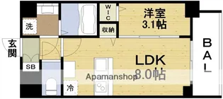 エスリードレジデンス ザ・グラン大阪福島クラス【9階】の間取り