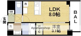 エスリードレジデンス ザ・グラン大阪福島クラス【10階】の間取り