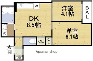 トレヴィオナ出来島【1階】の間取り