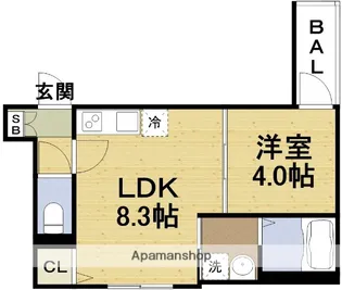 トレヴィオナ出来島【1階】の間取り