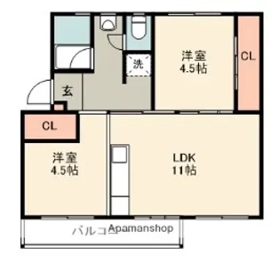 大阪府箕面市粟生間谷西4丁目【マンション】の間取り