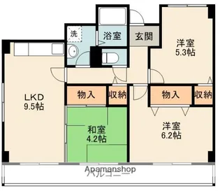 メゾン津雲台【3階】の間取り