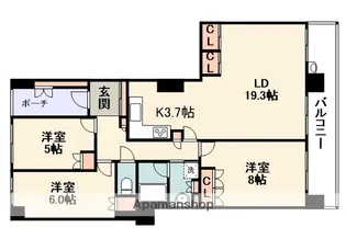 ジオタワー千里山田【17階】の間取り