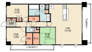 パークナードフィット津雲台【2階】の間取り