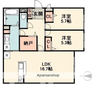 エイティー千里山田【1階】の間取り