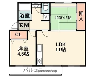 箕面粟生第2住宅16棟【3階】の間取り