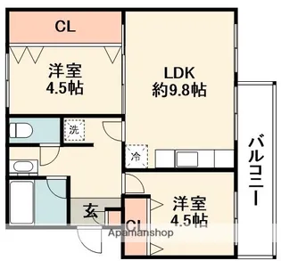 大阪府箕面市粟生間谷西4丁目【マンション】の間取り