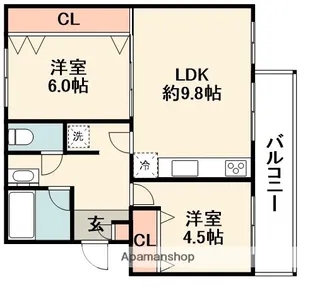 大阪府箕面市粟生間谷西4丁目【マンション】の間取り