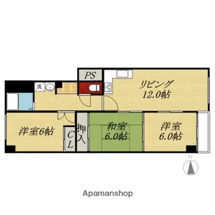 緑橋第2コーポ2号棟【408号室】の間取り
