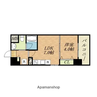 LA CASA 京橋【201号室】の間取り