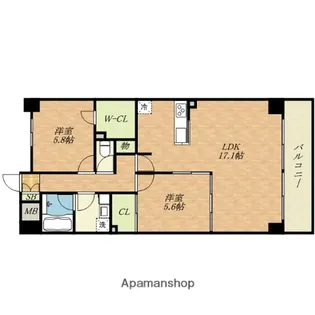 レジディア玉造(旧AMARE長堀通)【403号室】の間取り