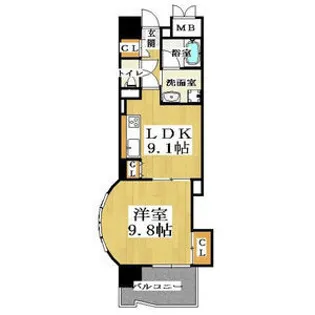 マスターズレジデンス道頓堀II【7階】の間取り