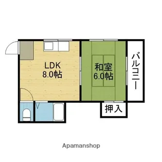 ローズハイツ【2A号室】の間取り