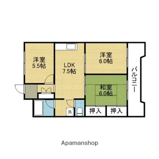 ハイム旭【5階】の間取り
