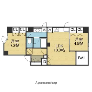 ネバーランド大手前【4階】の間取り