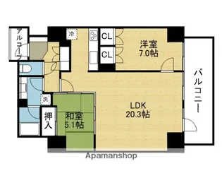 アップルタワー大阪谷町【12階】の間取り