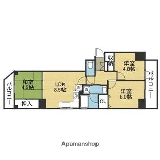 シーズ天王寺真田山【2階】の間取り